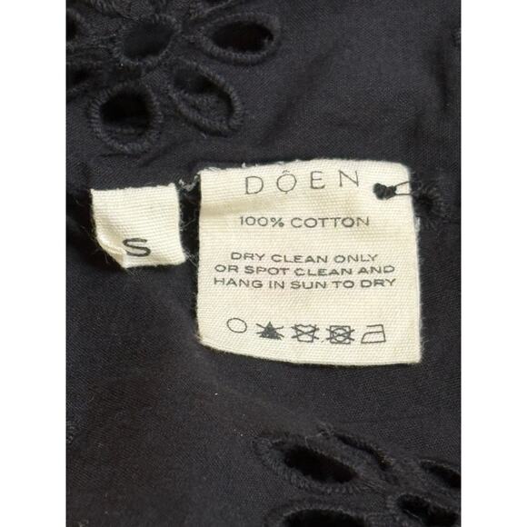 Doen Francoise Black Eyelet Cotton Maxi Dress Small - Picture 6 of 8